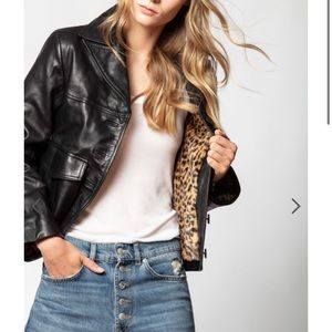 Zadig leather “Love Punk” jacket + leopard interior